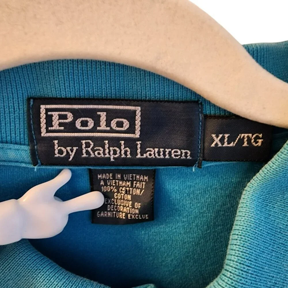 Polo Ralph Lauren Men's XL Blue Cotton Short Sleeve Polo Shirt Classic Fit EUC‎